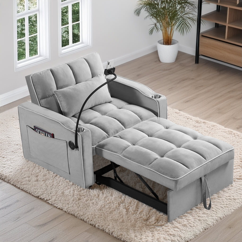 Convertible Sleeper Chair Sofa Bed Adjustable Pull Out Sleeper Chair Bed Multi-Pockets Folding Sofa Bed for Living Room Bedroom Small Space,3-in-1 Sofa Bed - Grand Goldman Shop