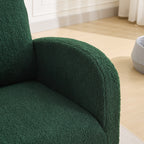 27.2'W Rocking Chair for Nursery, Sherpa Glider Chair with High Back and Side Pocket, Rocking Accent Armchair with Rubber Wood Legs for Living Room/Bedroom.Green - Grand Goldman Shop