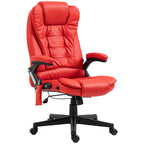 HOMCOM High Back Vibration Massage Office Chair with 6 Vibration Points, Heated Reclining PU Leather Computer Chair with Armr