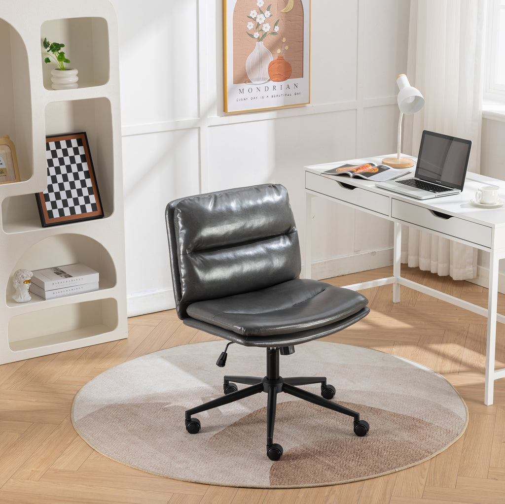 Bizerte Adjustable Swivel Criss-Cross Chair, Wide Seat/ Office Chair /Vanity Chair, Gray | Premium Home Decor - Grand Goldman