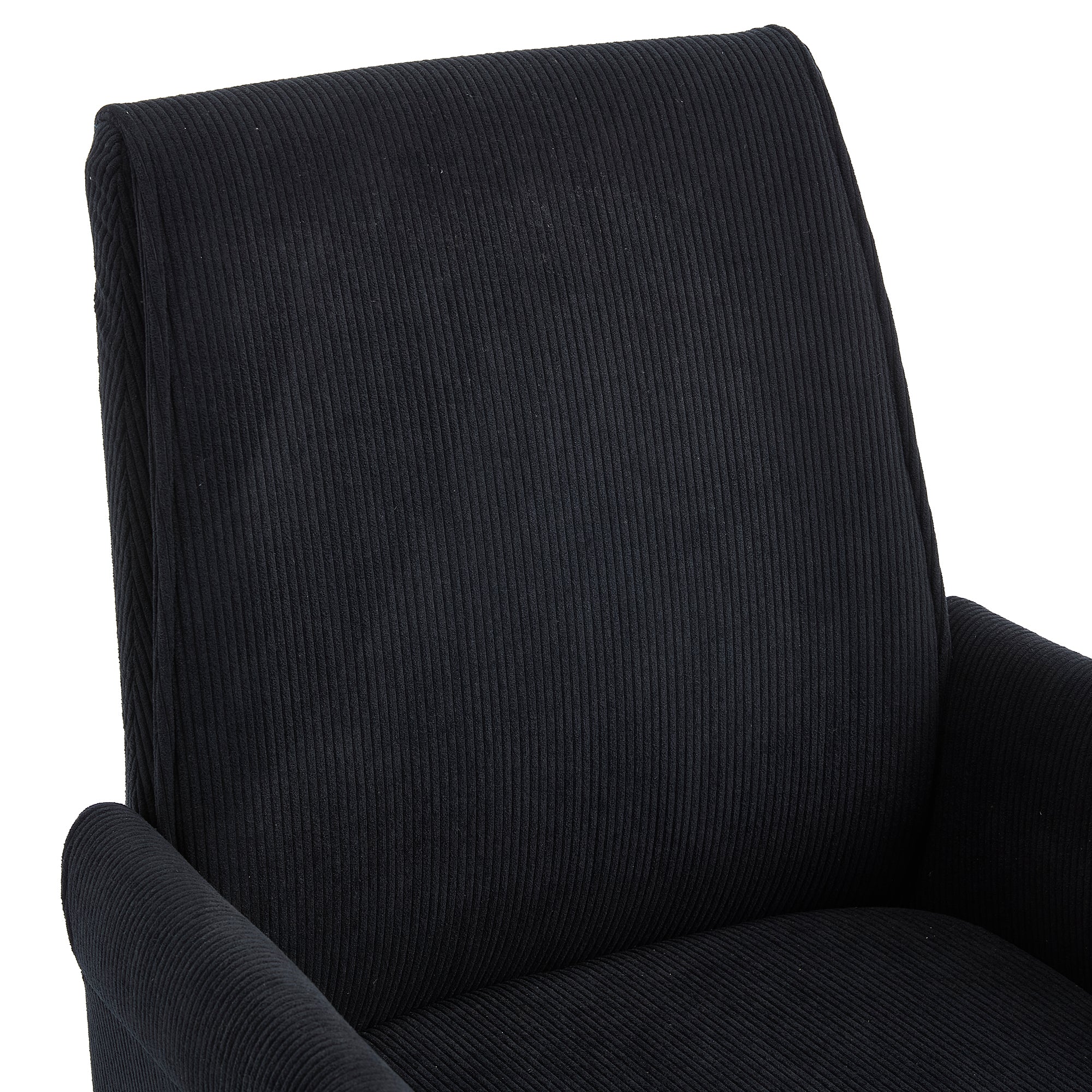 Ergonomic Mid-Back Office Chair with Striped Fabric, Black Corduroy, Gold Base, 25.2 x 24.0 x 41.9 inches - Grand Goldman