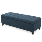 Upholstered Storage Ottoman Bench, Entryway Bench, End of Bed Bench, Ottoman Foot Rest for Bedroom, Navy Blue, 300lbs - Grand Goldman Shop