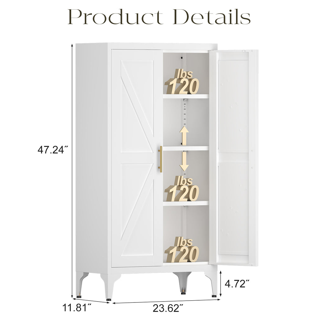 Metal Adjustable 2 Doors Metal Storage Cabinet Kitchen Pantry Cabinet With Adjustable Shelves all Steel Cabinet Locker For Ki