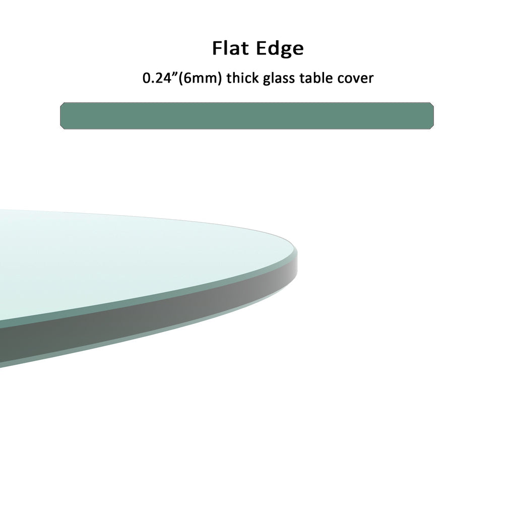 Clear 20' Round Tempered Glass Table Top with Flat Polished Edge, 1/4' Thick - Grand Goldman Shop