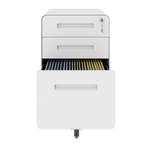 3-Drawer Wide Mobile File Cabinet with Lock, All-Steel Metal Storage Cabinet on Casters, White, Fully Assembled, Holds A4/Let