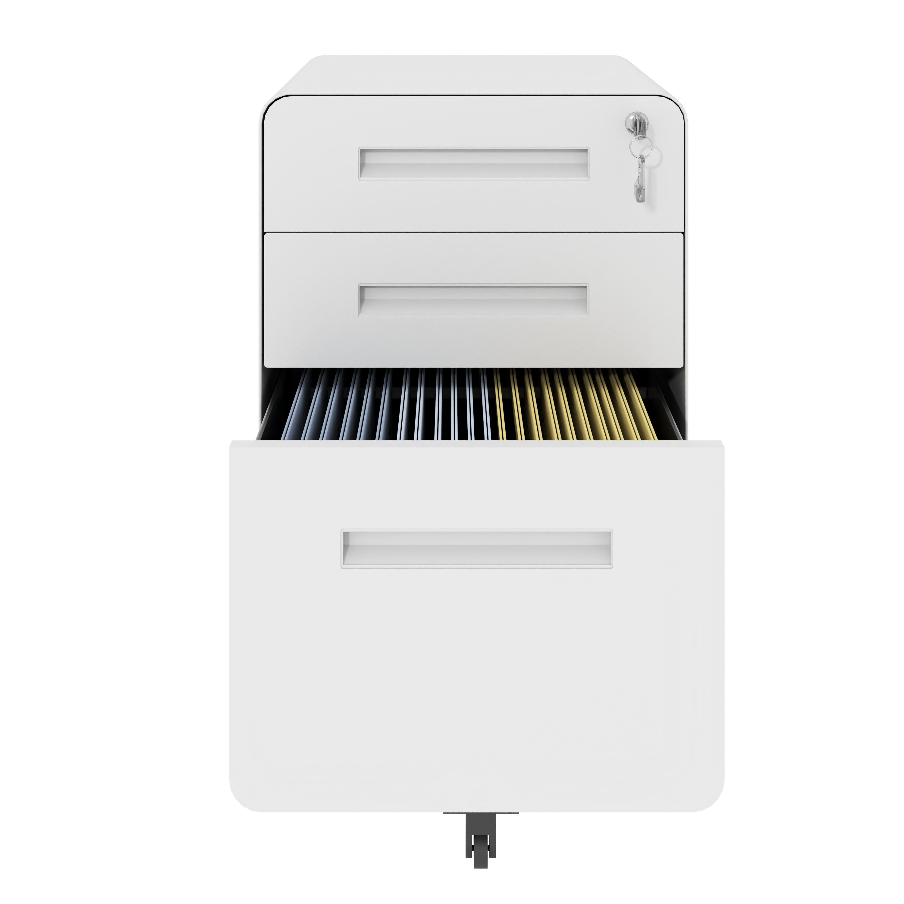 3-Drawer Wide Mobile File Cabinet with Lock, All-Steel Metal Storage Cabinet on Casters, White, Fully Assembled, Holds A4/Let