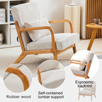 Mid-Century Modern Accent Chair with Pillow Upholstered Arm Chair in Beige Polyester and Solid Wood Frame (beige) - Grand Goldman Shop