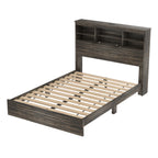 4PCS Bedroom Sets, Wooden Queen Size Bed Frame with Storage Headboard and Charging Station, 2 Nightstands with 2 Drawers, 1 Dresser with 5 Drawers, Antique Gray - Grand Goldman Shop