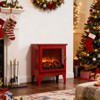 18 inch Freestanding Electric Fireplace Stove heater with 3D Flame effect,Classic Red - Grand Goldman Shop