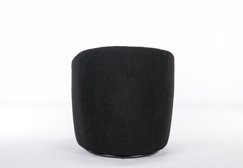 Teddy Fabric Swivel Accent Armchair Barrel Chair With Black Powder Coating Metal Ring,Black - Grand Goldman Shop
