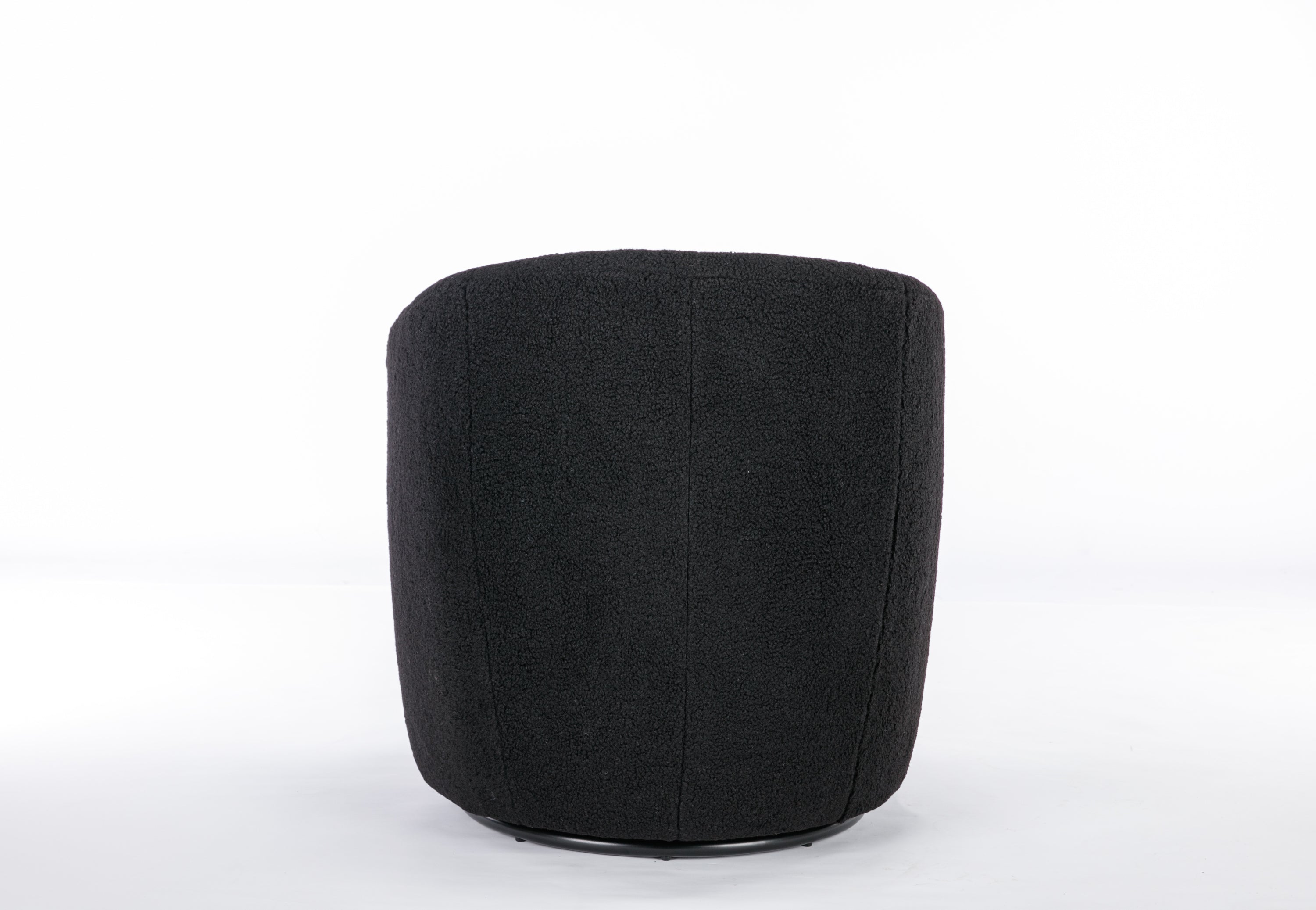 Teddy Fabric Swivel Accent Armchair Barrel Chair With Black Powder Coating Metal Ring,Black - Grand Goldman Shop