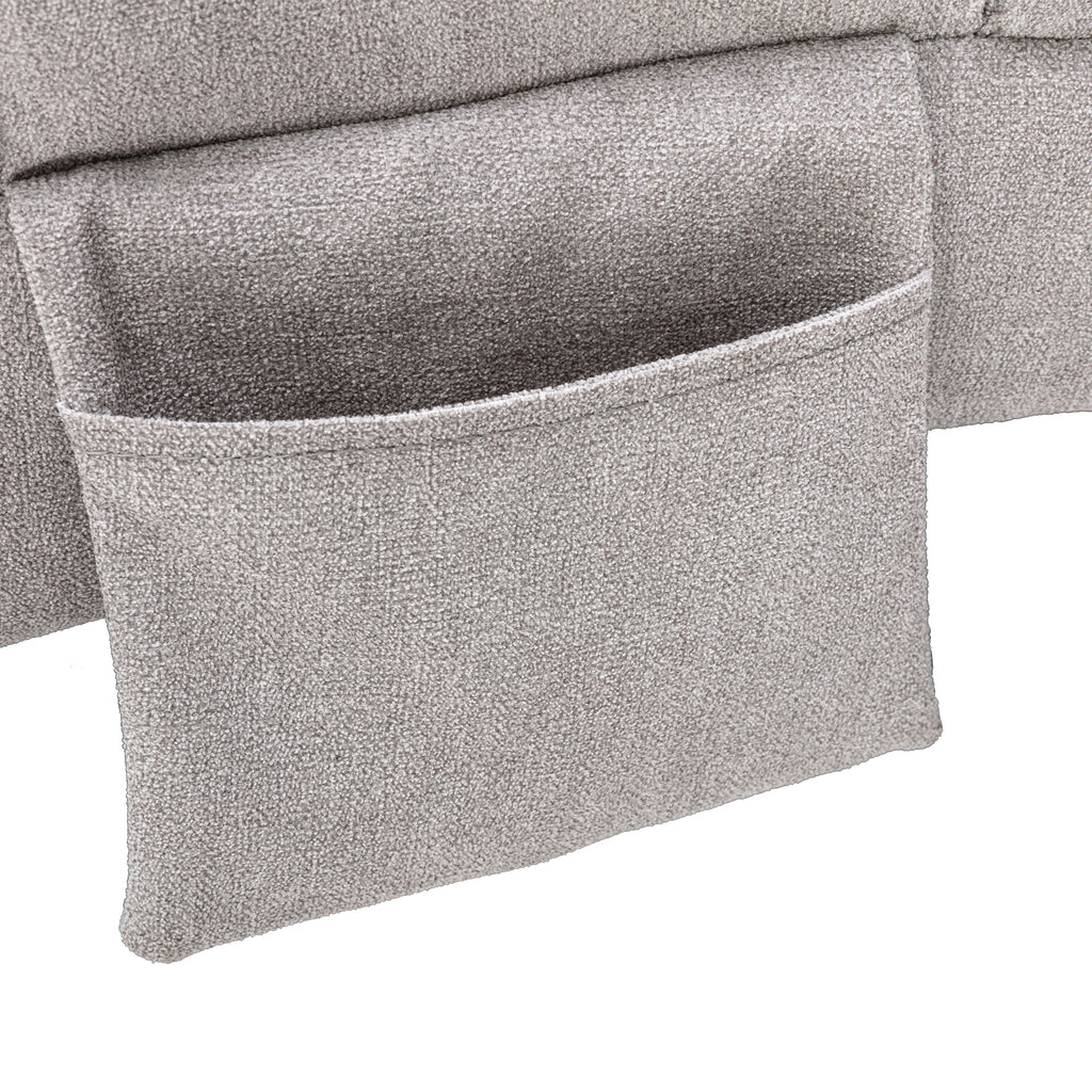 Light Grey Linen Massage Chaise Lounge Indoor with Remote Control, Ergonomic Electric Massage Lounger with 5 Modes - Grand Goldman Shop