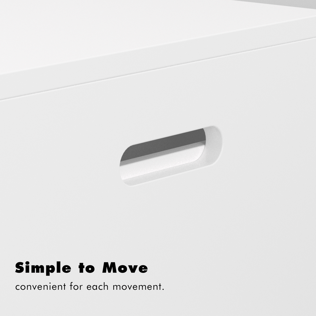 Kids Toy Storage Organizer with Rolling Drawer – Modern White Wooden Toy Chest with Wheels, Large Pull-Out Bin for Nursery, B