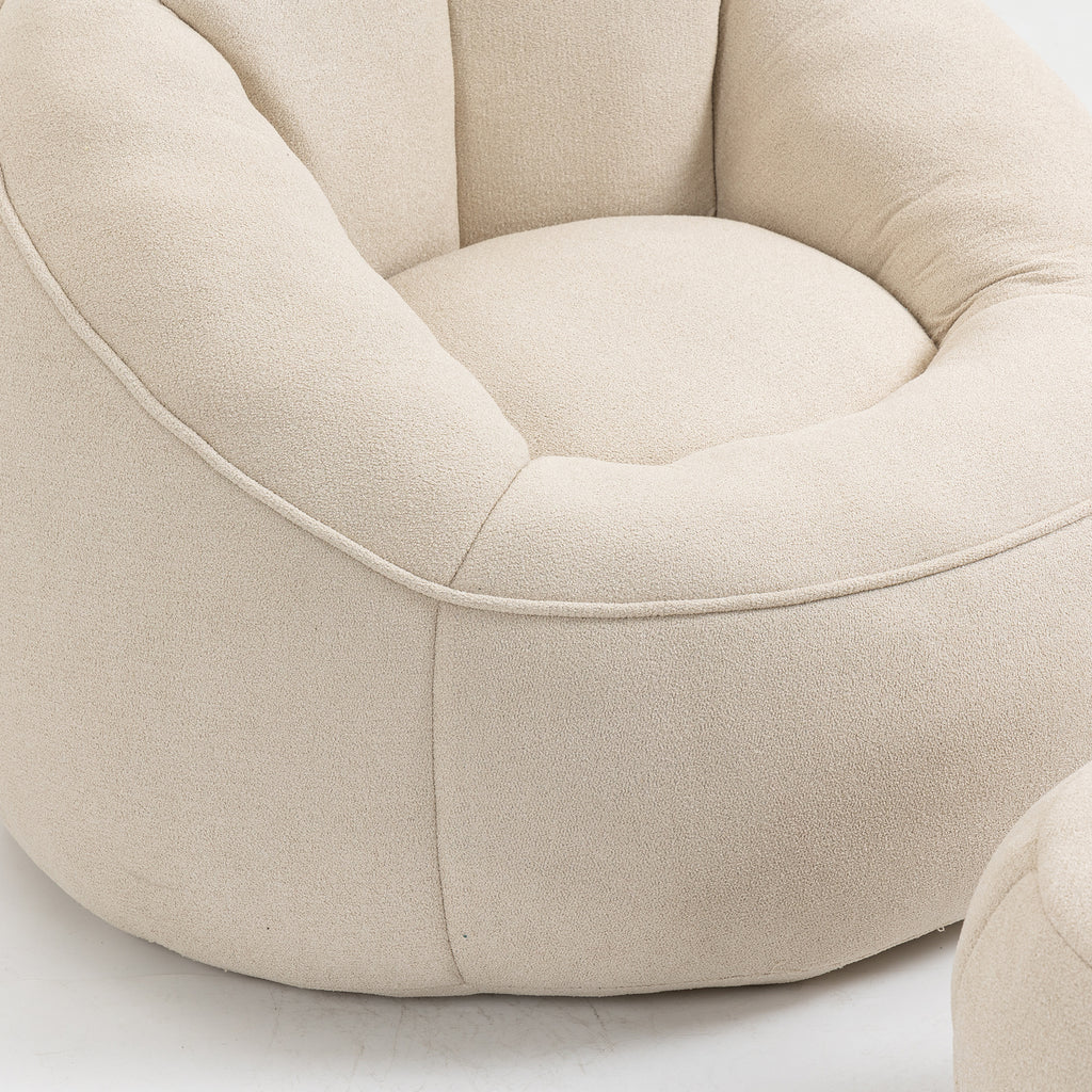 Bedding Bean Bag Sofa Chair with High-Pressure Foam and Footrest, Beige Microfiber - Grand Goldman Shop