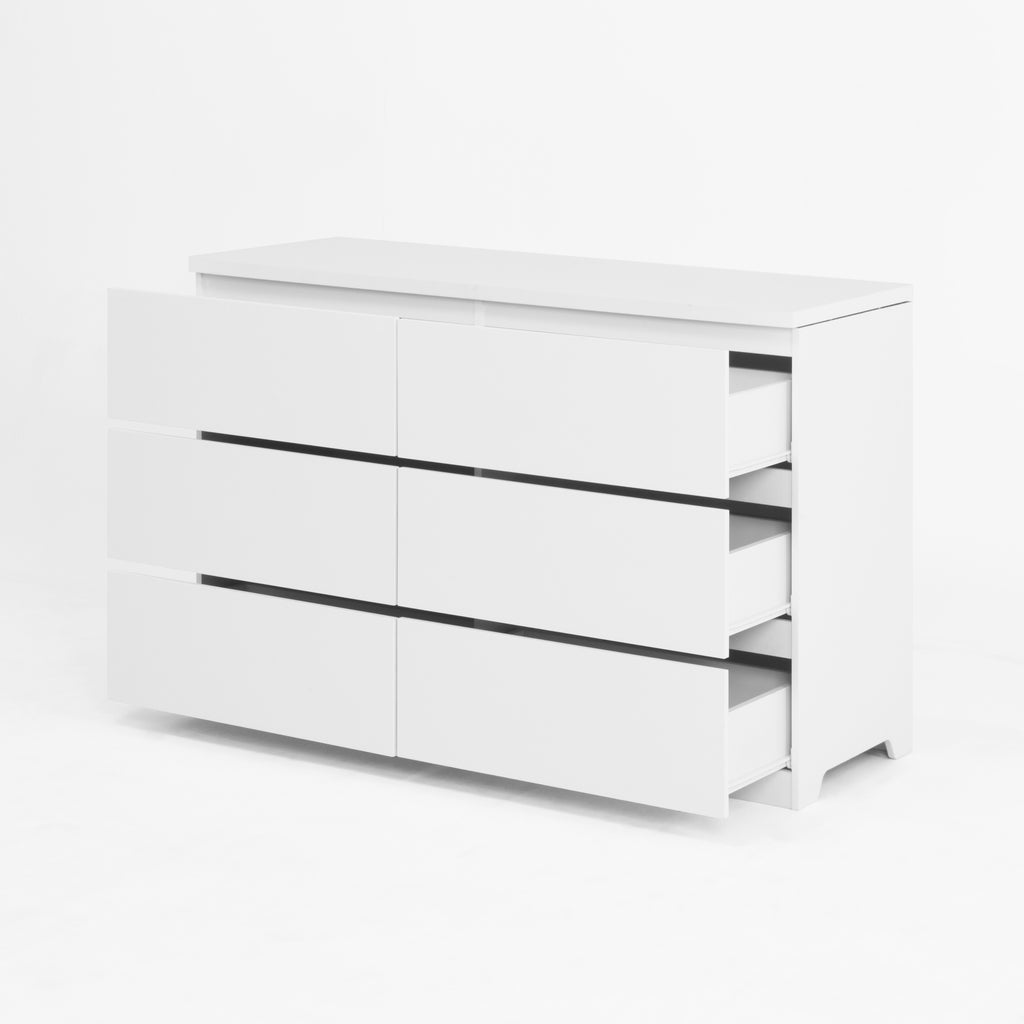 6 Drawer Storage Cabinet ,Dresser, Wood Storage Tower Clothes Organizer, Wide Chest of 6 Drawers, Large Storage Space for Bedroom, Hallway, Entryway Living Room White - Grand Goldman Shop