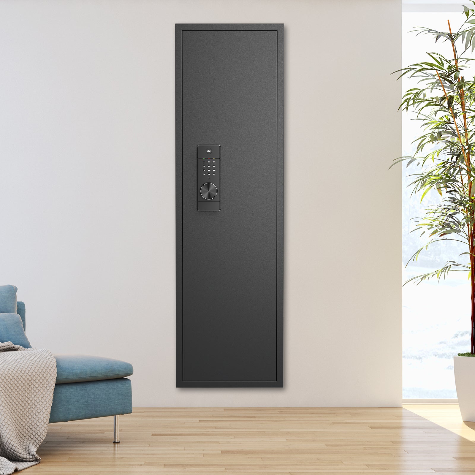 Stylish 53' Passwod Touch Panel In-Wall Safe,Hidden Wall Gun Safe for Rifles with Adjustable Shelves,Assembled Storage Multif