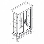 2 Doors Curio Cabinet with Tempered Glass Doors, Curio Cabinets with Mirrored Back Panel and Adjustable Shelves, Lighted Display Cabinet for Home, Office Light Bulb Included White - Grand Goldman Shop