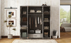 4-Door Wardrobe with 1 Drawer, Gray - Grand Goldman Shop