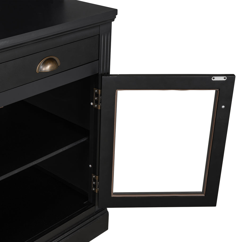 83.4'Tall Bookshelf with 3 pieces LED Lighting, Modern Bookcase with 2 Glass Doors and 1 Drawer,Storage Bookcase with Open Sh
