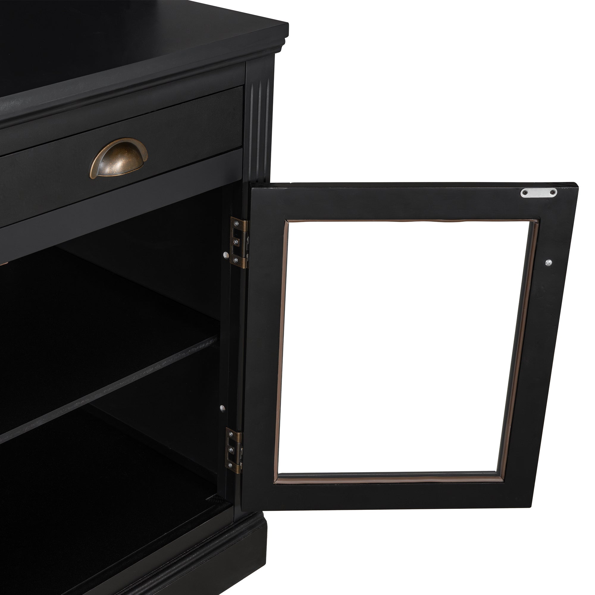 83.4'Tall Bookshelf with 3 pieces LED Lighting, Modern Bookcase with 2 Glass Doors and 1 Drawer,Storage Bookcase with Open Sh