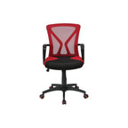 Contemporary Red Mesh Office Chair with Adjustable Height, Swivel, Ergonomic Design, Black Metal Frame, Modern Work Desk Chai