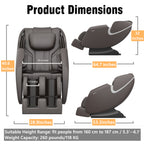 BOSSCARE Massage Chair Recliner with Zero Gravity, Full Body Airbag Massage Chair with Bluetooth Speaker, Foot Roller Brown - Grand Goldman Shop