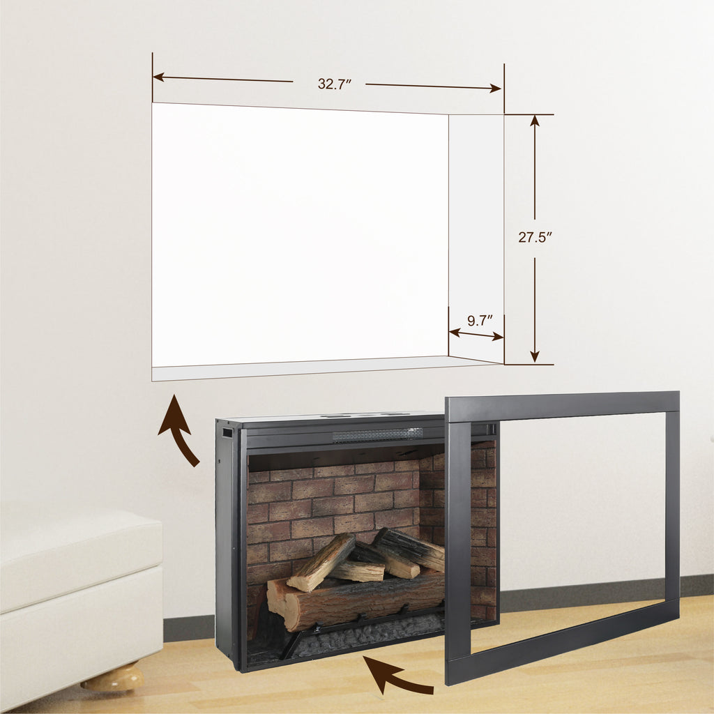 33 inch Infrared Electric Fireplace with Removable Trim kit Insert, Touch Panel Home Decor Heater, Smokeless Firebox With Fire Crackling Sound - Grand Goldman Shop
