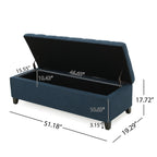Upholstered Storage Ottoman Bench, Entryway Bench, End of Bed Bench, Ottoman Foot Rest for Bedroom, Navy Blue, 300lbs - Grand Goldman Shop