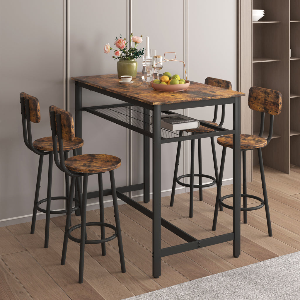 5-Piece Kitchen Counter Height Table Set, Bar Table with 4 Chairs - Grand Goldman Shop