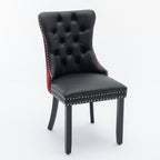 A&A Furniture, Nikki Collection Modern, High-end Tufted Solid Wood Contemporary PU and Velvet Upholstered Dining Chair with Wood Legs Nailhead Trim  2-Pcs Set, Black+WineRed, Burgundy,SW2101BW - Grand Goldman Shop