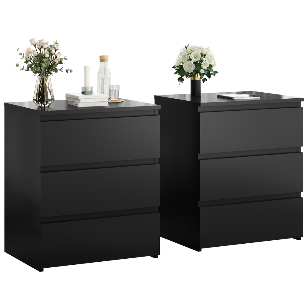 (Set of 2)3 Drawer Dresser, Small Dresser for Closet, Wooden Nightstand for Bedroom, Chest of Drawers Side Table Storage Cabinet for Home Office Entryway Hallway, Each box Contains Two Side Tables - Grand Goldman Shop
