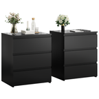 (Set of 2)3 Drawer Dresser, Small Dresser for Closet, Wooden Nightstand for Bedroom, Chest of Drawers Side Table Storage Cabinet for Home Office Entryway Hallway, Each box Contains Two Side Tables - Grand Goldman Shop