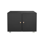 Modern Office Copier Cabinet Black 2-Door Steel Mobile Pedestal File Printer Stand - Grand Goldman