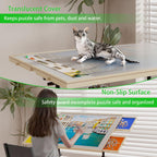 Wooden 1500 Pieces Puzzle Table with Drawer, 35'*27.17' Adjustable Puzzle Table, 360° Tilting Puzzle Table with Legs and Whee