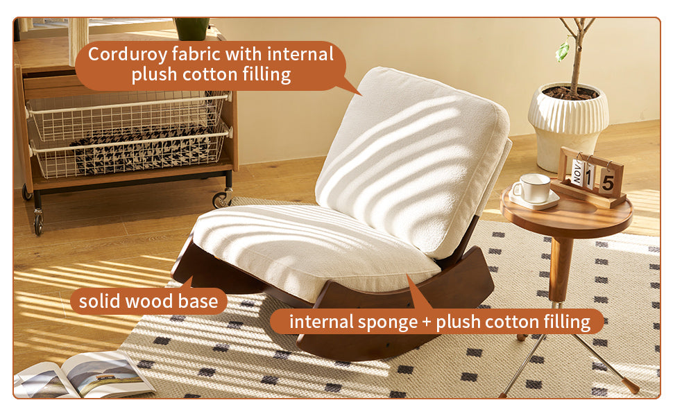 Comfortable Glider Rocking Chair, High-Quality Upholstery Glider Chair, Solid Wood Frame, Perfect for Multiple Settings Accent Reading Chair for Bedroom,Living Room,Nursery - Grand Goldman Shop