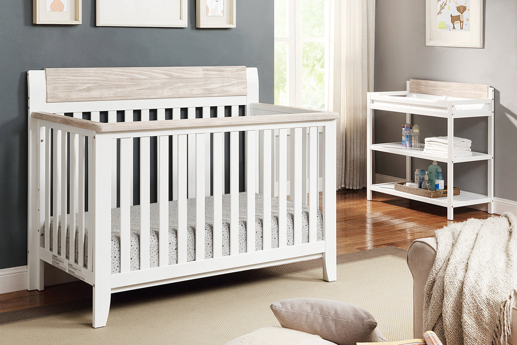 Hayes 4-in-1 Convertible Crib White/Natural | Premium Home Decor - Grand Goldman