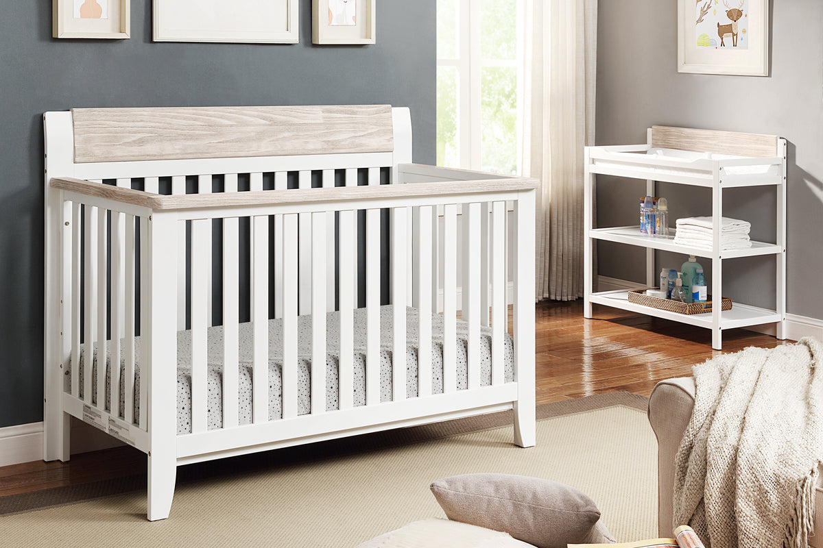 Hayes 4-in-1 Convertible Crib White/Natural | Premium Home Decor - Grand Goldman