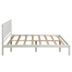 White Platform Bed Frame with Headboard, Wood Slat Support, No Box Spring Needed, Full Size, Made of Pine and MDF - Grand Goldman Shop