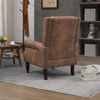 Modern Coffee Wood Frame Armchair with Sturdy Wood Legs and Microsuede Upholstery for Living Room - Grand Goldman Shop