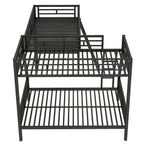 Twin over Full Bunk Bed with Loft and Desk, Metal Black, L-Shaped Design for 3 Sleepers - Grand Goldman Shop