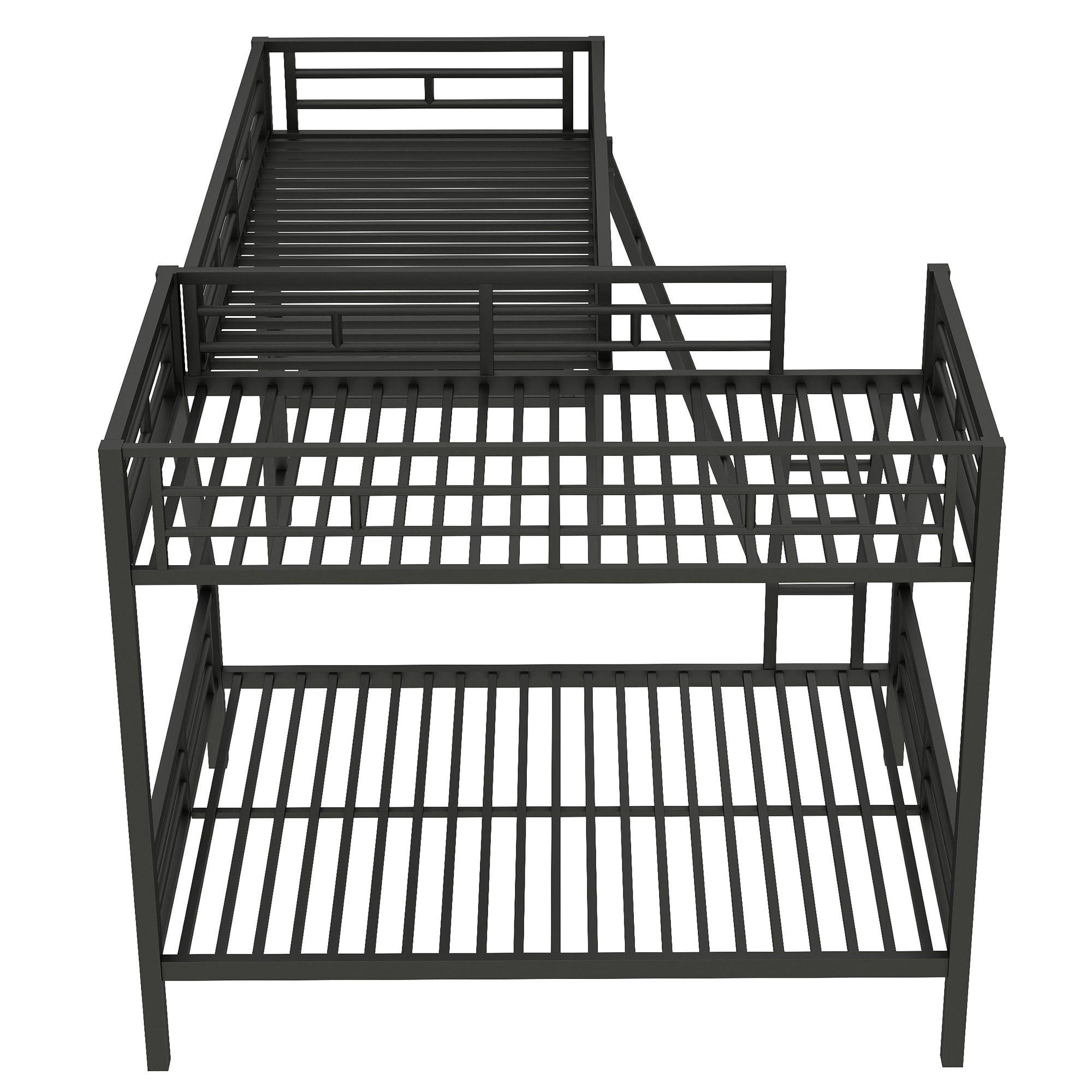 Twin over Full Bunk Bed with Loft and Desk, Metal Black, L-Shaped Design for 3 Sleepers - Grand Goldman Shop