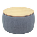 Round Storage Ottoman, 2 in 1 Function, Work as End table and Ottoman, Dark Grey (25.5'x25.5'x14.5') - Grand Goldman Shop