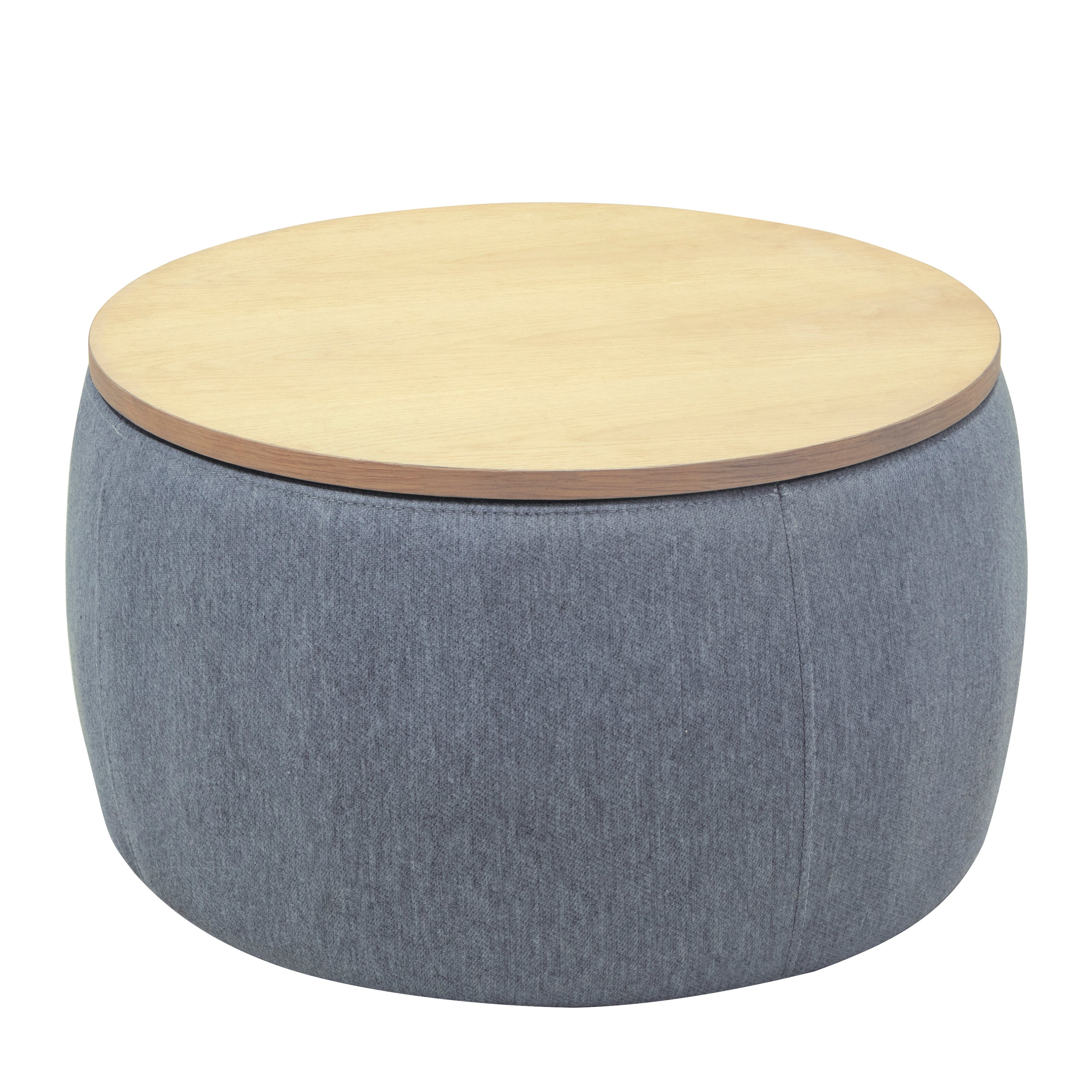 Round Storage Ottoman, 2 in 1 Function, Work as End table and Ottoman, Dark Grey (25.5'x25.5'x14.5') - Grand Goldman Shop