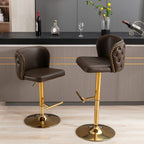 A&A Furniture,Swivel Barstools Adjusatble Seat Height, Modern PU Upholstered Bar Stools with  the whole Back Tufted, for Home Pub and Kitchen Island（Brown, Set of 2） - Grand Goldman Shop