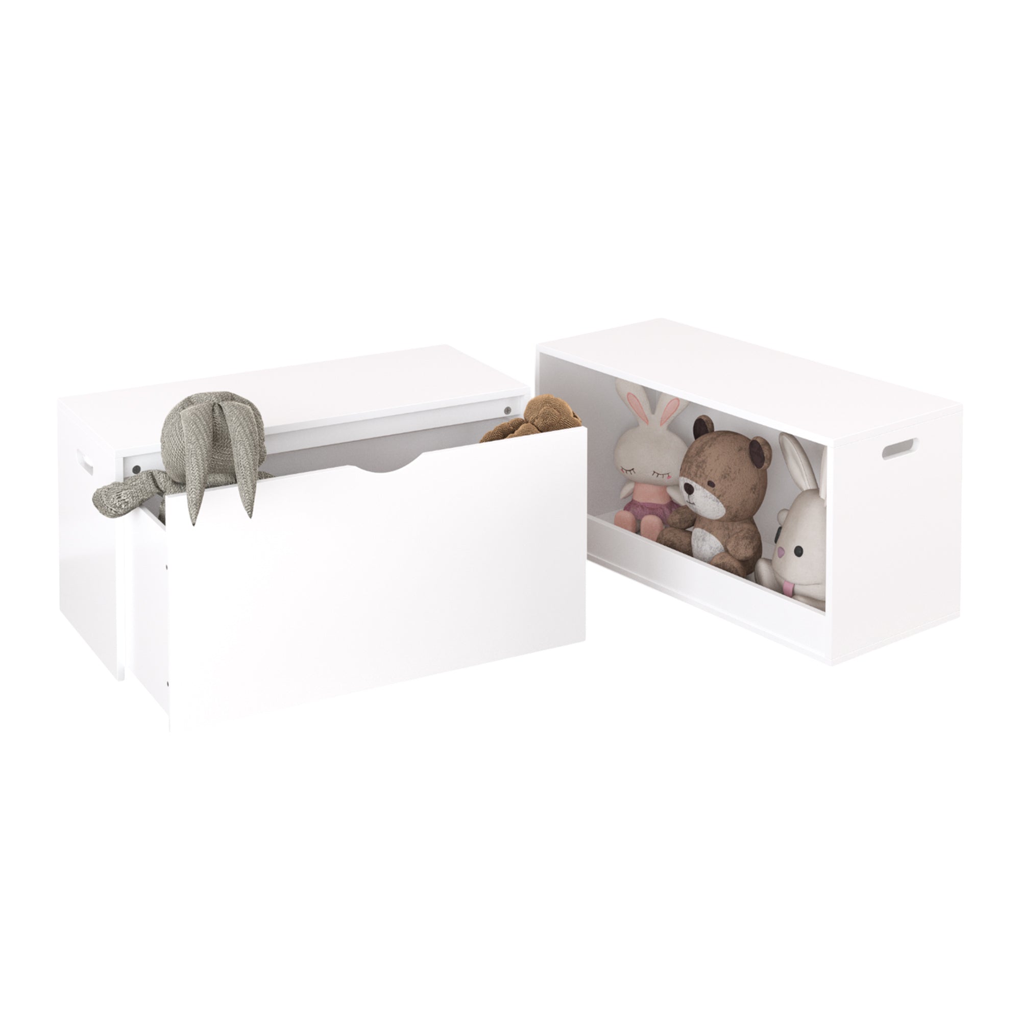 Open Toy Storage Box for Kids, White Wooden Organizer Bin for Plush Toys, Books, Nursery or Playroom Use - Grand Goldman