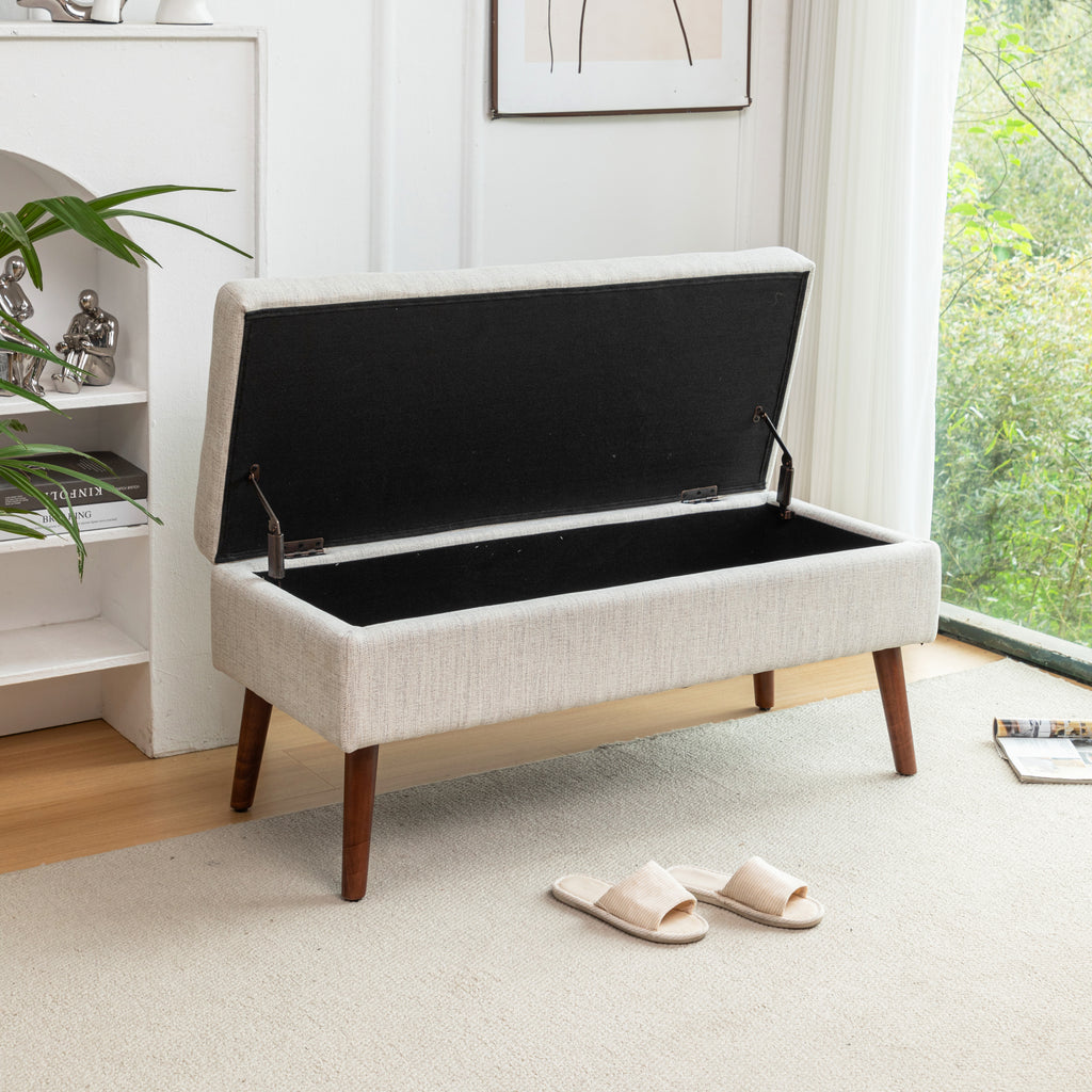 Storage Bench with Storage Bench for Bedroom End of Bed Bench Foot of Bed Bench Entryway Bench Storage Ottoman Bench 43.7' W x 18.1' D Off White Bench - Grand Goldman Shop