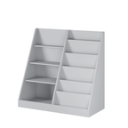 Kids Bookshelf and Toy Storage Organizer, 4-Tier Wooden Bookcase with Display Stand in Gray MDF for Nursery, Playroom, or Chi