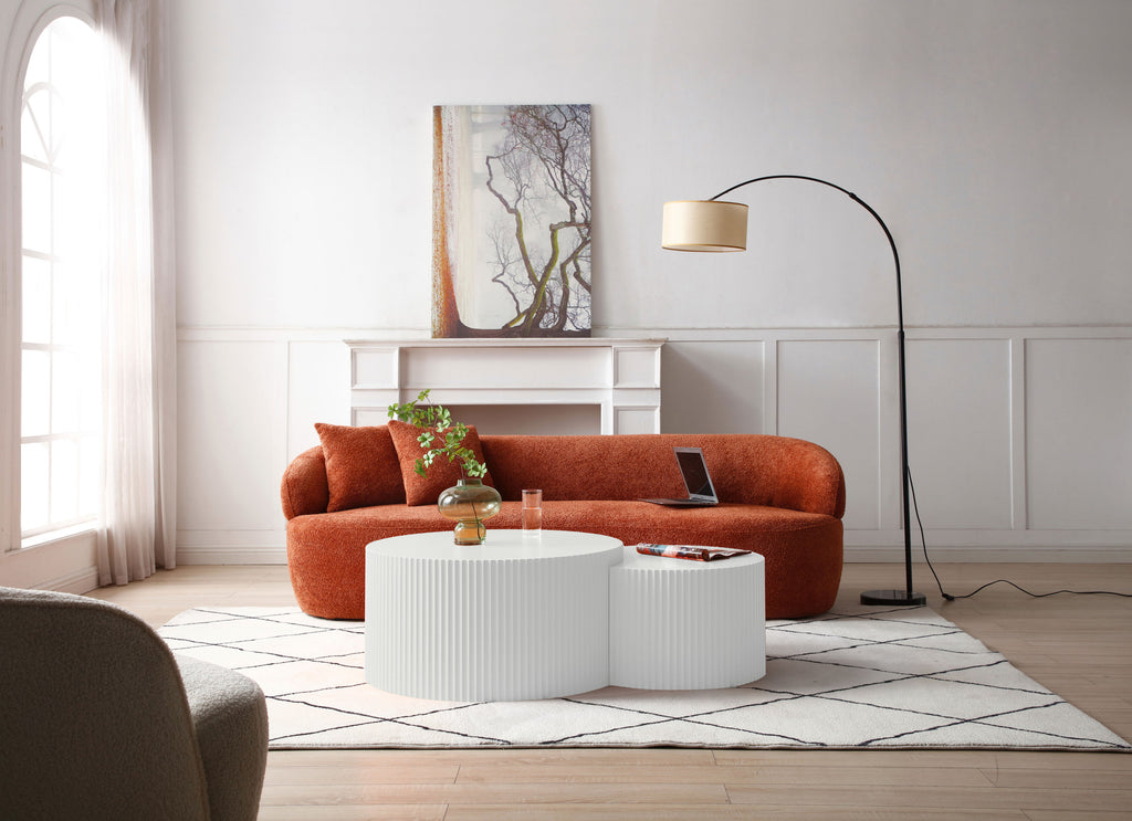 White Nesting table set of 2, Handcraft Relief MDF Coffee Table for Living Room/Office/Leisure Area(Same Sku:W876P271185) - Grand Goldman Shop