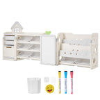 Kids Toy Storage with Bookshelf, 4-Tier Large Toy Storage Organizer with 10 Plastic Movable Bins, Kids Cubby Cabinet with Boo