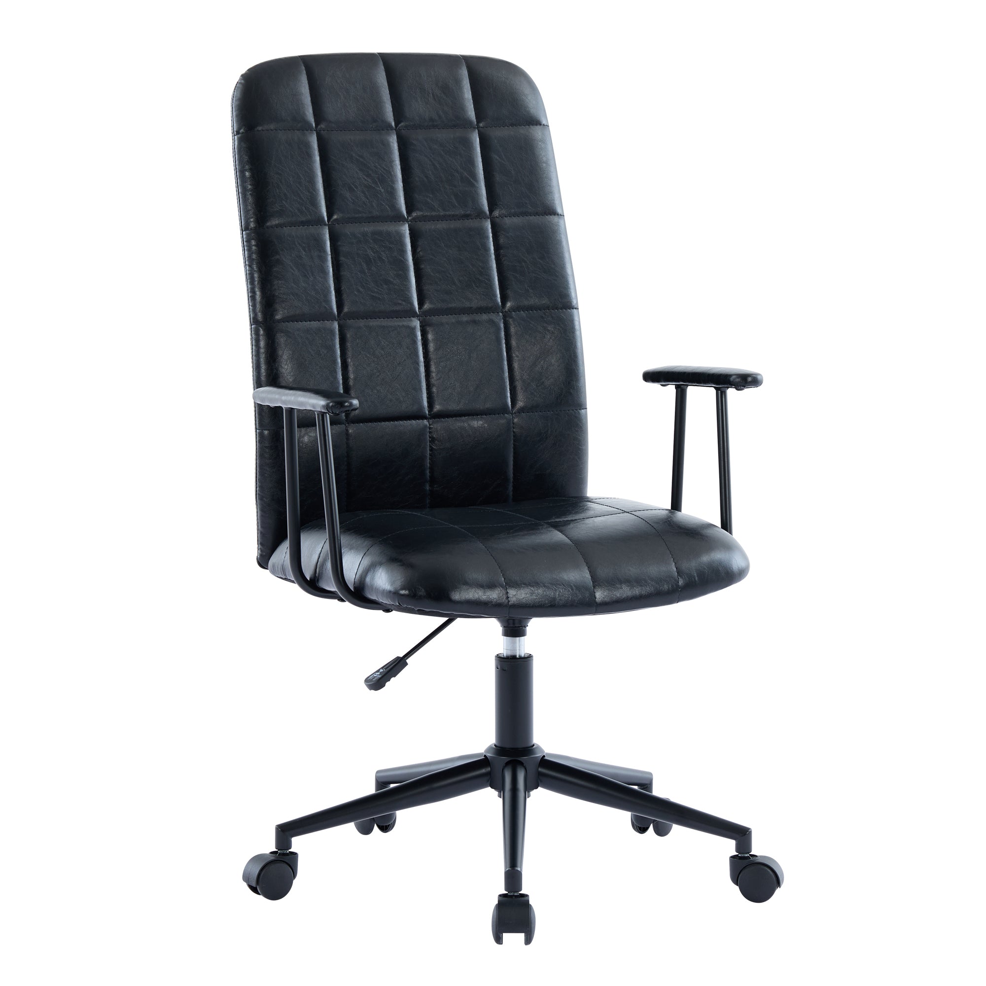 Antique black PU leather color office chair 2SETS, with armrest, high backrest,360 degree swivel , up and down adjustable gas